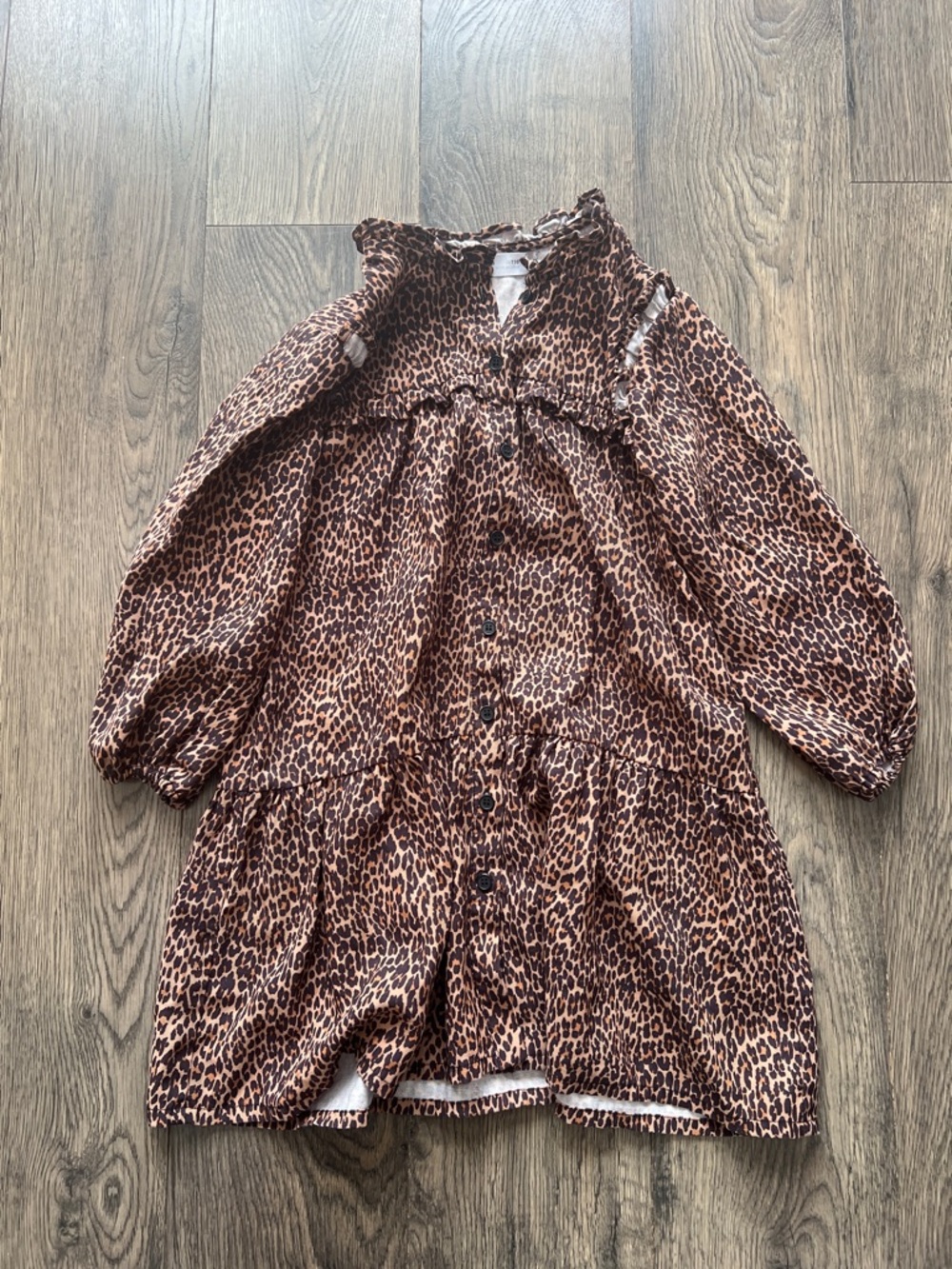 Zara Leopard Print Button Front Dress Brown